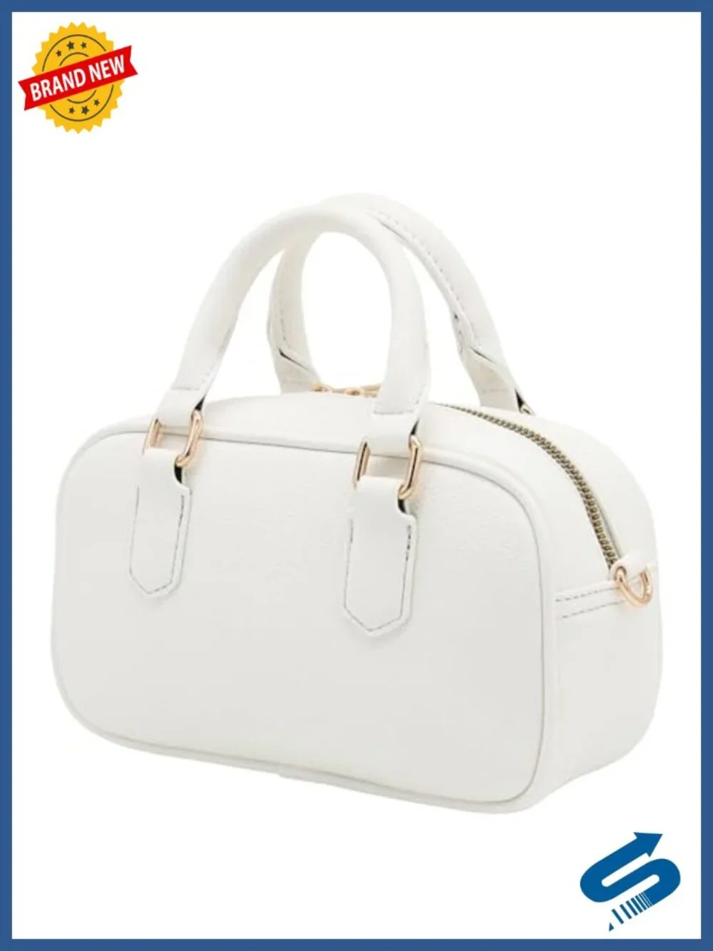 Mini PU Leather Satchel Crossbody Bag with Gold Hardware